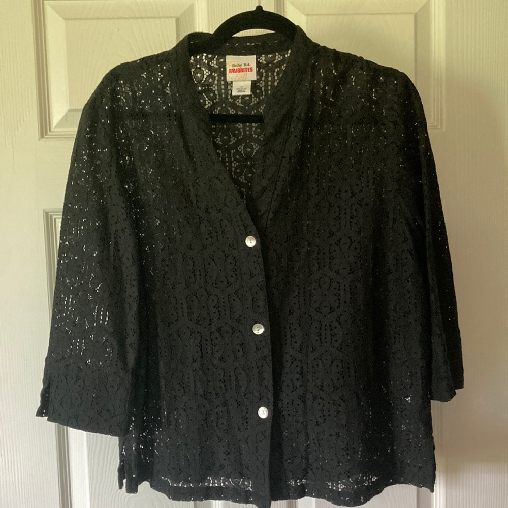 Black Lace Button-Front Jacket -